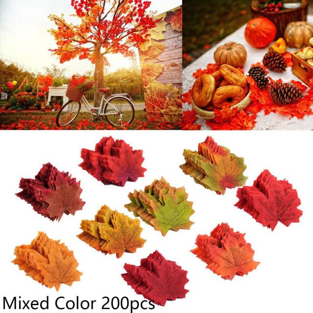 Print Maple Leaves Craft Wedding Party Romantic Mixed Color 100/200Pcs: 200pcs