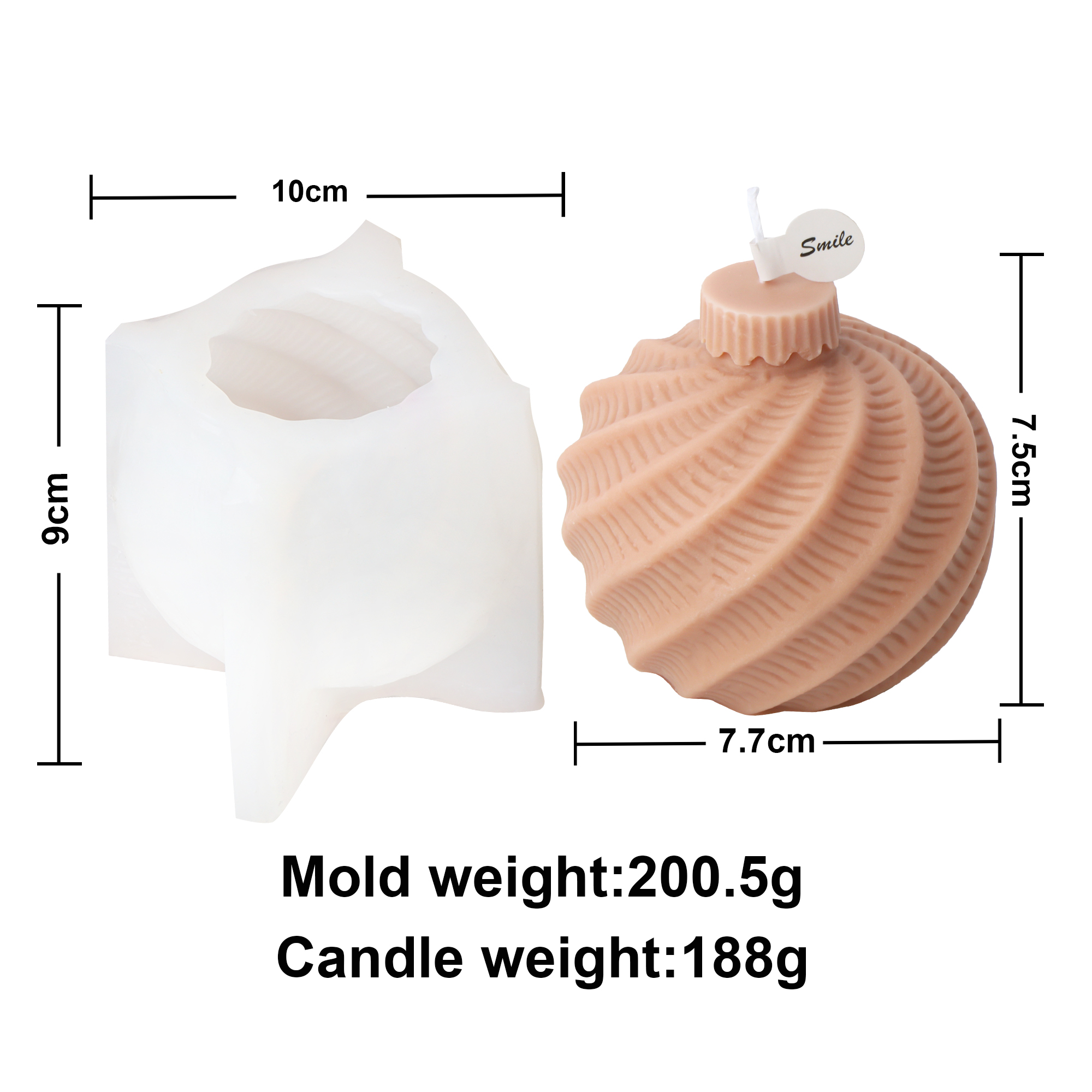 Stampo in silicone per campana di Natale fai-da-te design con sfera di lanterna in rilievo 3D per candele profumate e decorazioni natalizie: Di Colore Giallo chiaro