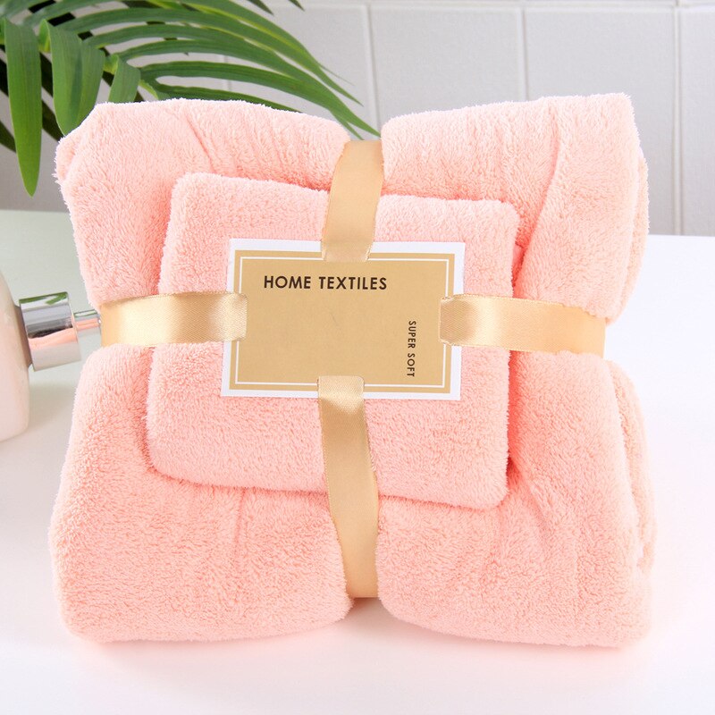 Bath Towels Microfiber Fabric Skin Comfortable Bath Towel And Face Towel Solid Color Quick Drying Super Absorbent Towel Set: 2
