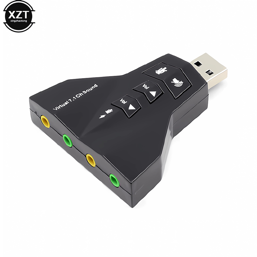 Tarjeta de sonido USB Virtual externa 7 en 1 canal adaptador de Audio de sonido 3D micrófono Dual interfaz de Audio Dual salida independiente