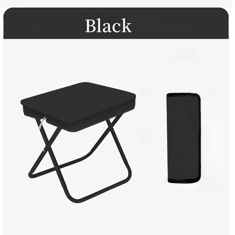 Estuche para lápices al aire libre, Mini bolso portátil plegable, taburete plegable ultraligero, taburete plegable para Picnic, Camping y pesca: Negro