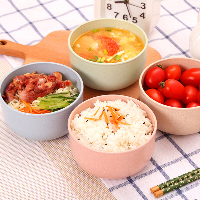 Baby Feeding Bowl Eco-friendly Kids Plate Food Grade Wheat Straw Solid Color Round Dish Children Dinnerware Infant Bowls MBG0466