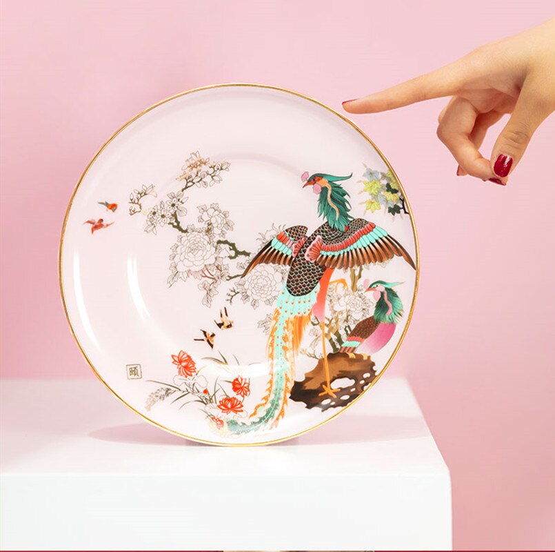 Westerse Clubhuis Upscale Ceramictableware Decoratieve Plaat Geschenkdoos Luxe Chinese Stijl Bone China Dessert Gerechten