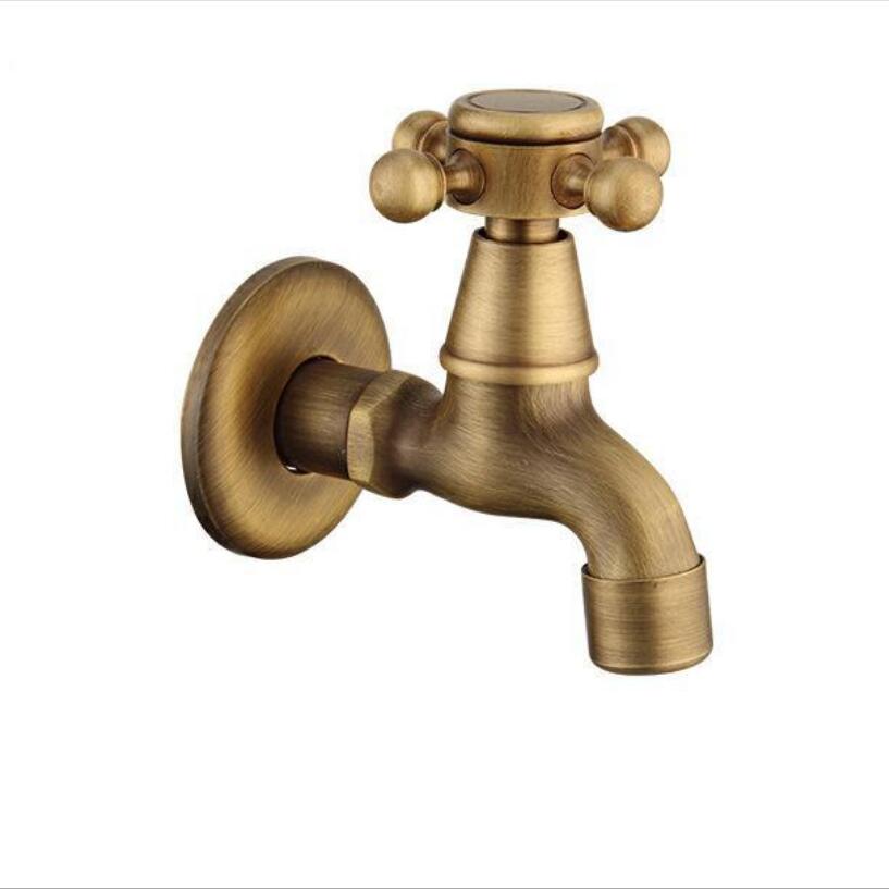 Luxury Decorative outdoor Bibcock Garden faucet tap Antique Brass Finish Bathroom Wall Mount Washing Machine Water Faucet Taps: SMT149-SS