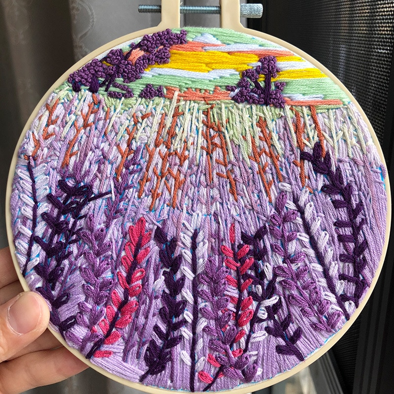 Europa gör det själv band blommor broderi set med ram för gör det själv växter körsbärsträd handarbete handarbete målning