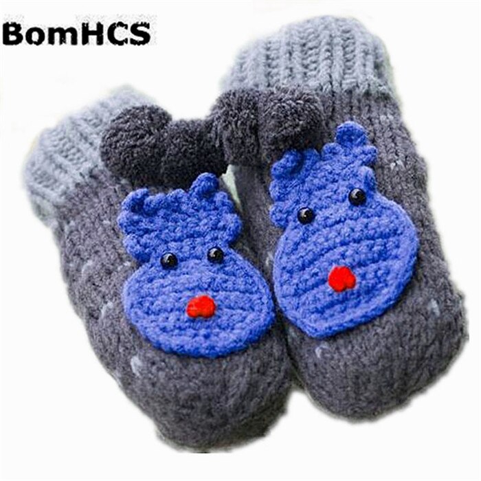 SchöNe Ebene Bär Winter warm Dicken Fäustlinge Handgemachte Gestrickte Handschuhe: 1