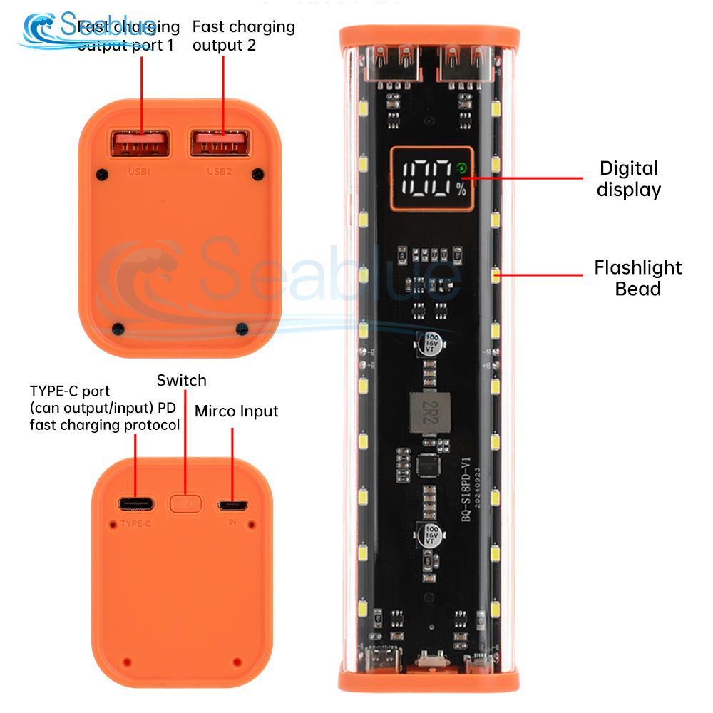 22,5W Power Bank DIY-kit 8×18650 batterijhouder Geen lassen nodig PD QC SCP FCP AFC Snelle oplading Multi-bescherming Batterijbehuizing