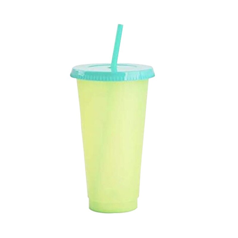 Reusable Plastic Temperature Color Changing Cold Cup Summer Magic Coffee Thermochromic Mug Water Bottles With Straws Party Cups