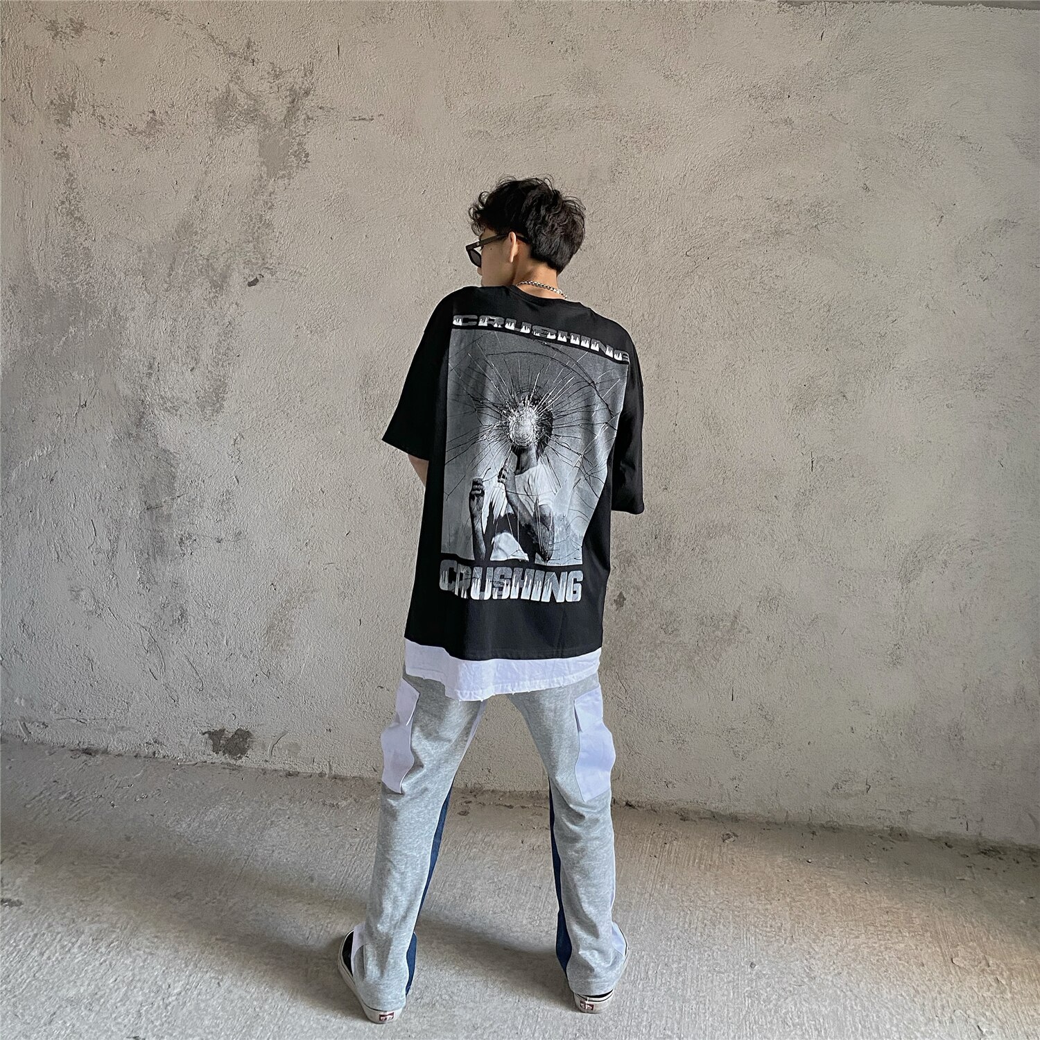 UNCLEDONJM Colour block streetwear sweatpant men multi-pocket Flare Pants men clothing hip hop pants U20122