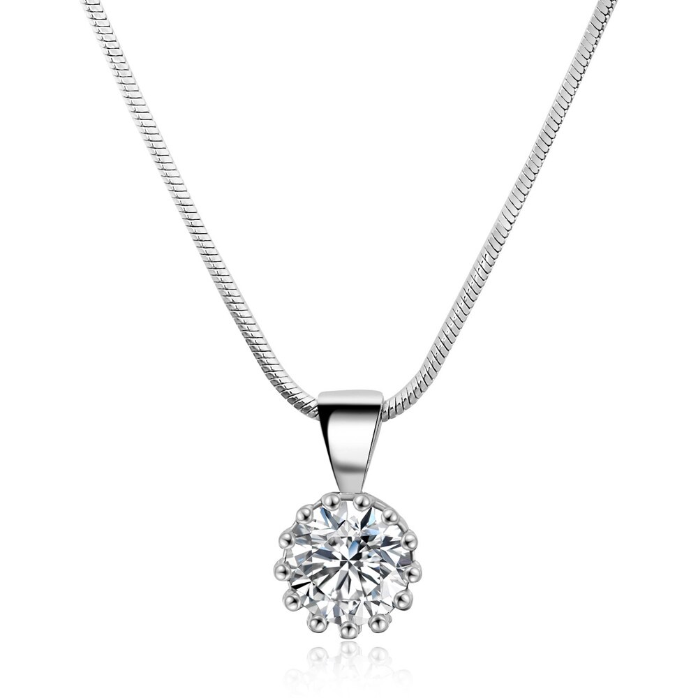 Dubbele Eerlijke Unieke Crown Zirconia Kettingen Wit/Rose Goud Kleur Chain Mode-sieraden Voor Vrouwen DFN390: Platinum Plated