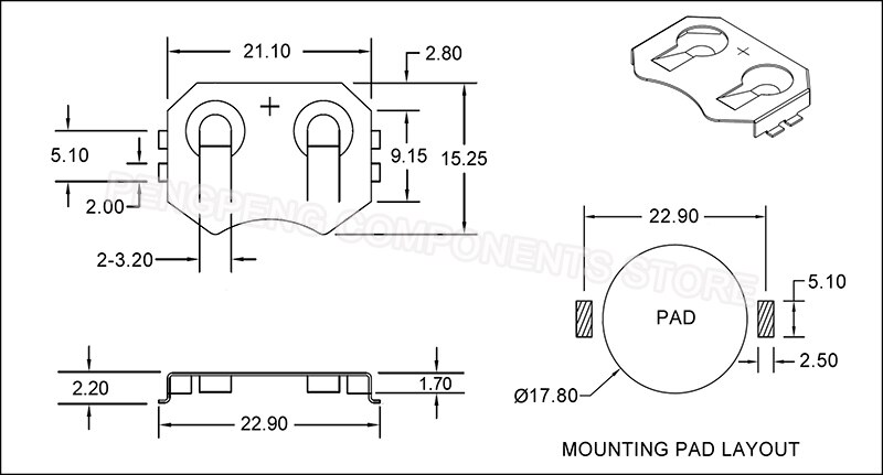 5 stks/partij SMD SMT Goede Solderen CR2016 Knoopcel Batterij Houder, CR2016 Knoopcel Batterij Retainer