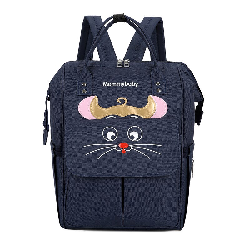 Grand sac à dos d'allaitement réglable grande capacité-Style travail sac de maman dessin animé sac de mère sac à couches multifonctionnel: Dark Blue Cat
