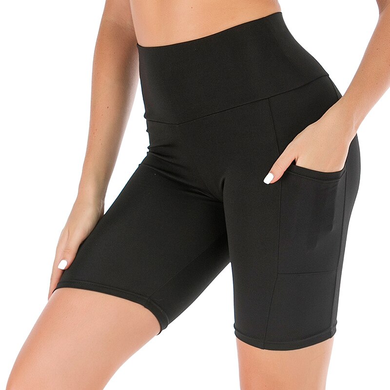 Vrouwen Shorts Hoge Taille Zakken Shorts Vrouwen Zomer Workout Push Up Shorts Femininoa Vrouwen Kleding: 3Black / L