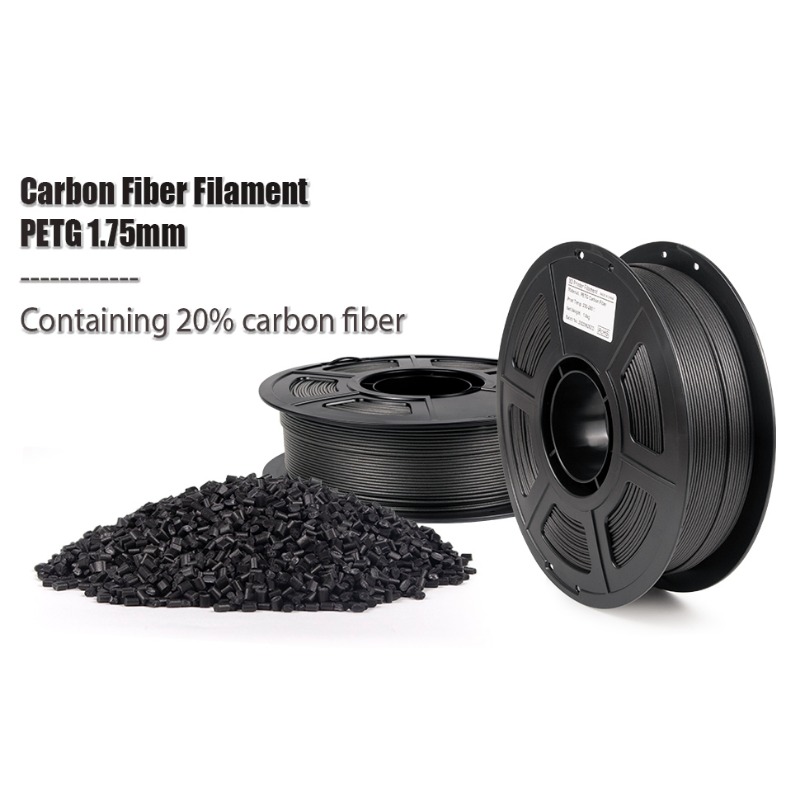 Filamento PETG de fibra de carbono de 1,75mm, filamento de impresora 3D PETG resistente al desgaste y al calor, filamento de fibra de carbono, carrete de 1kg/0,25kg