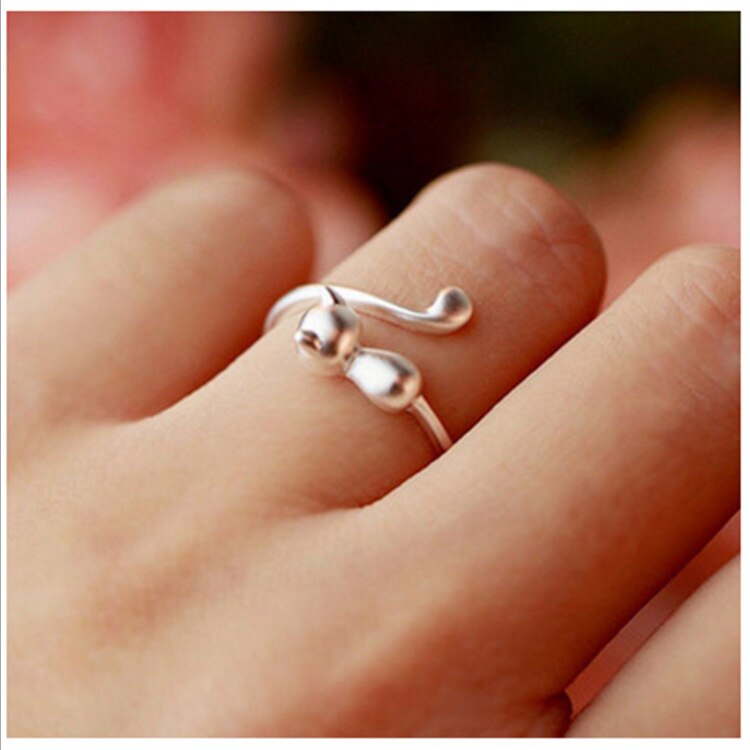 Trendy Zilveren Kleur Kat Ringen Voor Vrouwen Bridal Wedding Engagement Sieraden Grote Opening Antieke Ringen