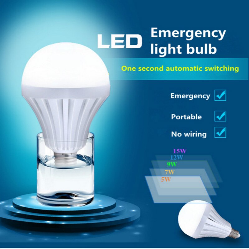 Nødlys led lys lampe lysdioder pærer  e27 bærbare  ac85-265v genopladelige batteri armaturer pære lamper udendørs camping