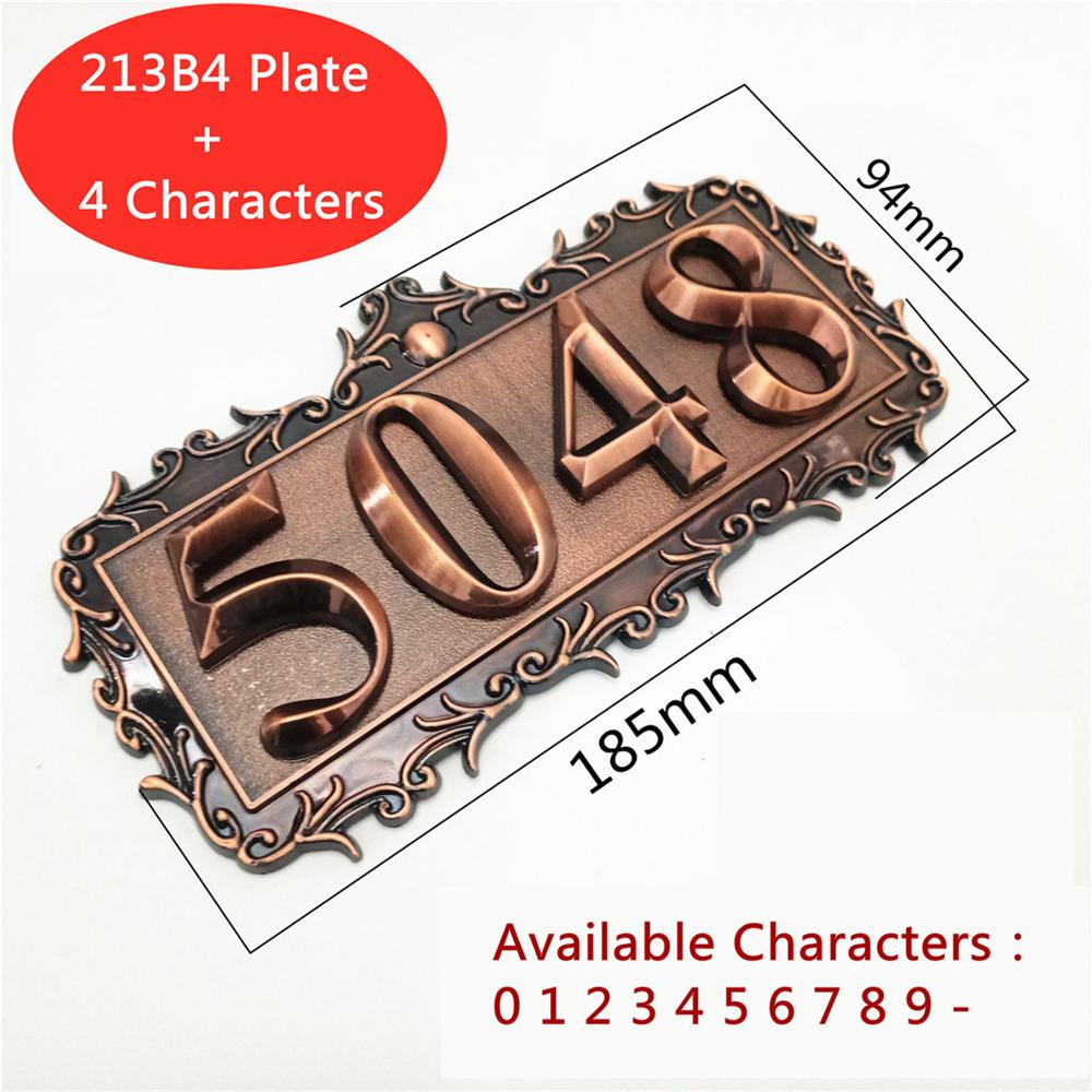 ABS Plastic Imitation Metal Bronze Door Frame House Number Custom Sign Door Number Sticker For Hotel Apartment Villa Door Plate: Brown
