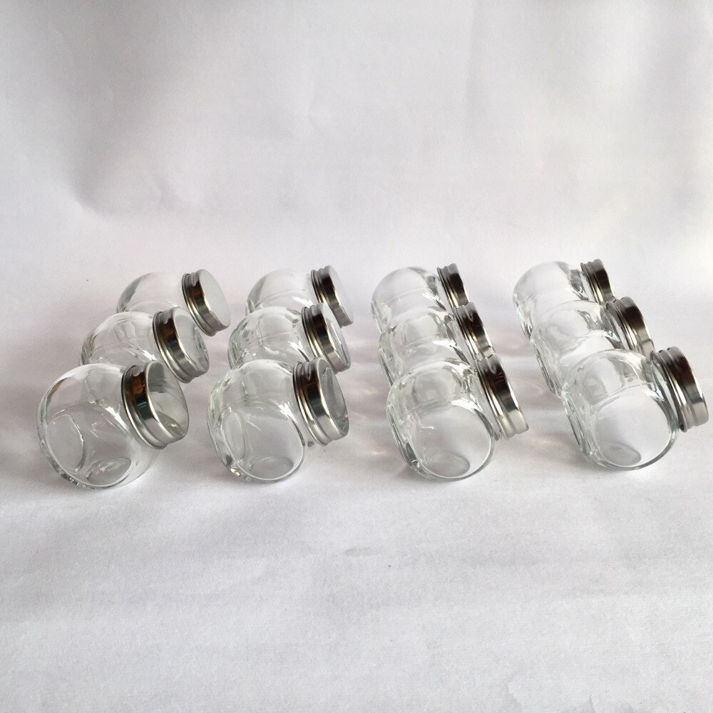2oz mini-glasmurer krukker med sølv låg, brug til mad / krydderi / bryllup slik og andre emner pakket  by 12 stk /24 stk /48 stk