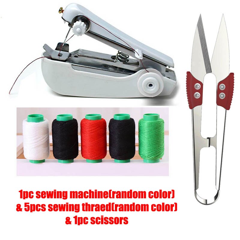 1Set Portable Mini Manual Sewing Machine Sewing Thread Scissors Simple Operation Sewing Tools Fabric Handy Needlework Tool DDJ: 1FRJ1JD5X