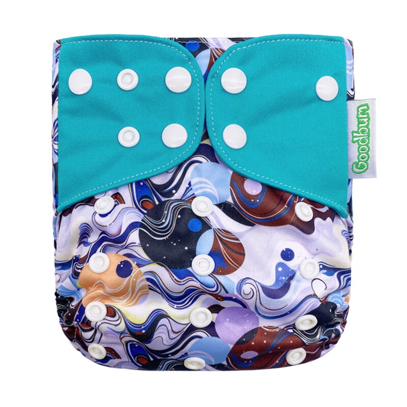Babytygsblöjor återanvändbara tvättbara blöjor med tryck en storlek passar alla vattentäta babyblöjor blöjficka: 014
