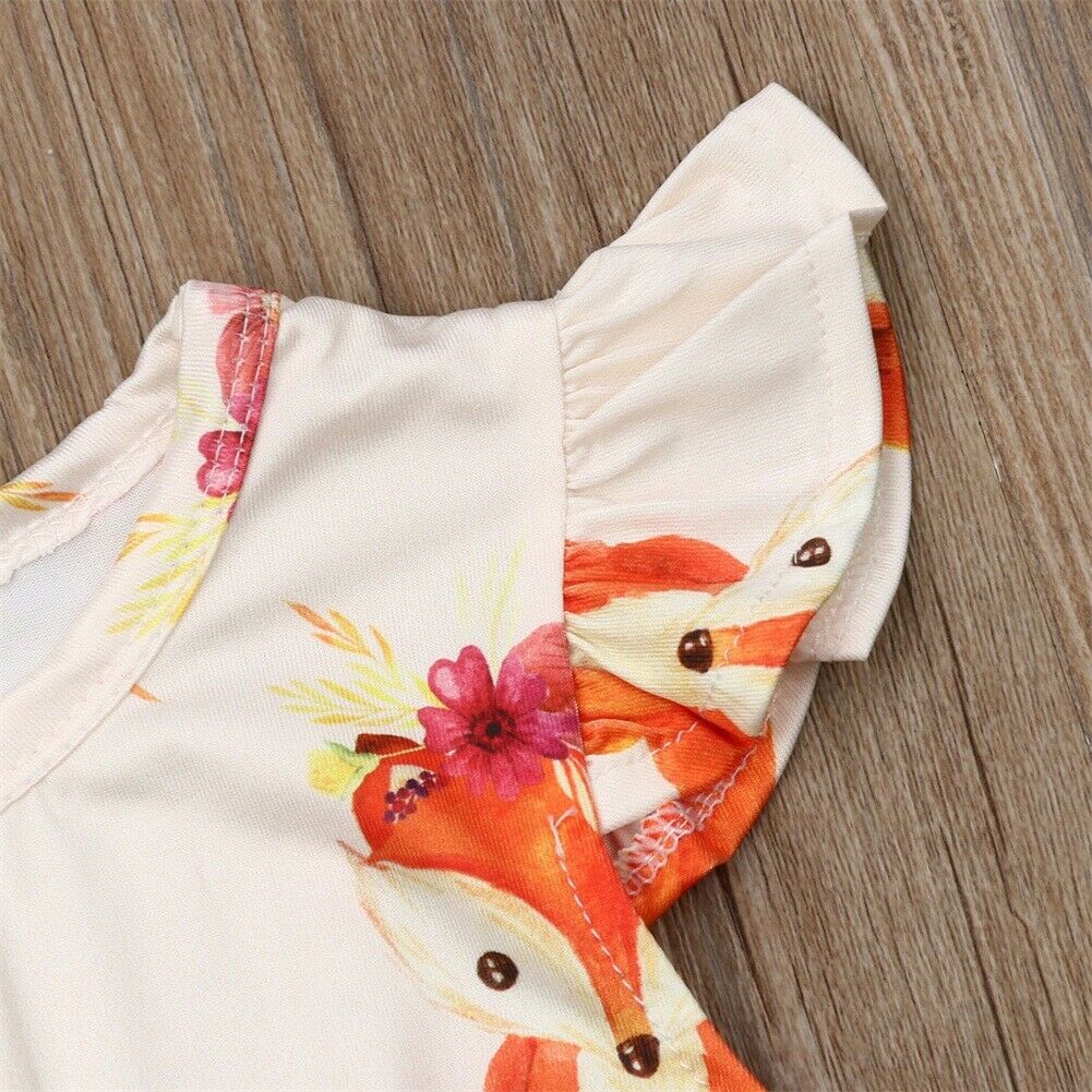 Baby Summer Clothing 0-24M Infant Kid Baby Girl Boys Lovely Bodysuit Ruffles Short Sleeve Animal Jumpsuit Clothes Outfits