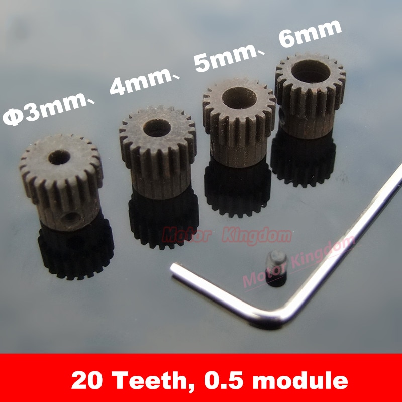 3mm/4mm/5mm/6mm blenderåpning jbckskruenøkkel til motorakselakse stang stål metall 20 tenner gir 0.5 modul modul spors tannhjul