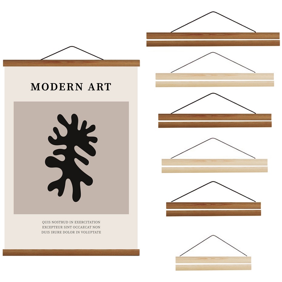 8 kleuren 30 40 50 cm Magnetische Poster Hanger Teak Hout Zwart Wit Fotolijst Canvas Schilderij Frame Goud Zwart walnoot Muur Frame