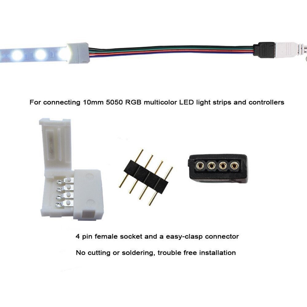 15cm 5050 rgb 4- pinner ledet stripe lys kontakter ledning kvinnelig kabel stripe til strømadapter 4 pin 10mm forlengelseskontakt 5 stk / mye
