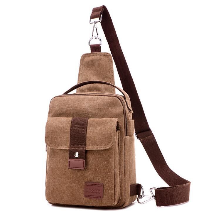 Heren crossbody tas canvas klein canvas grijs schouder messenger bags handtas borsttas tassen voor jongens tieners  l4-3242: Koffie