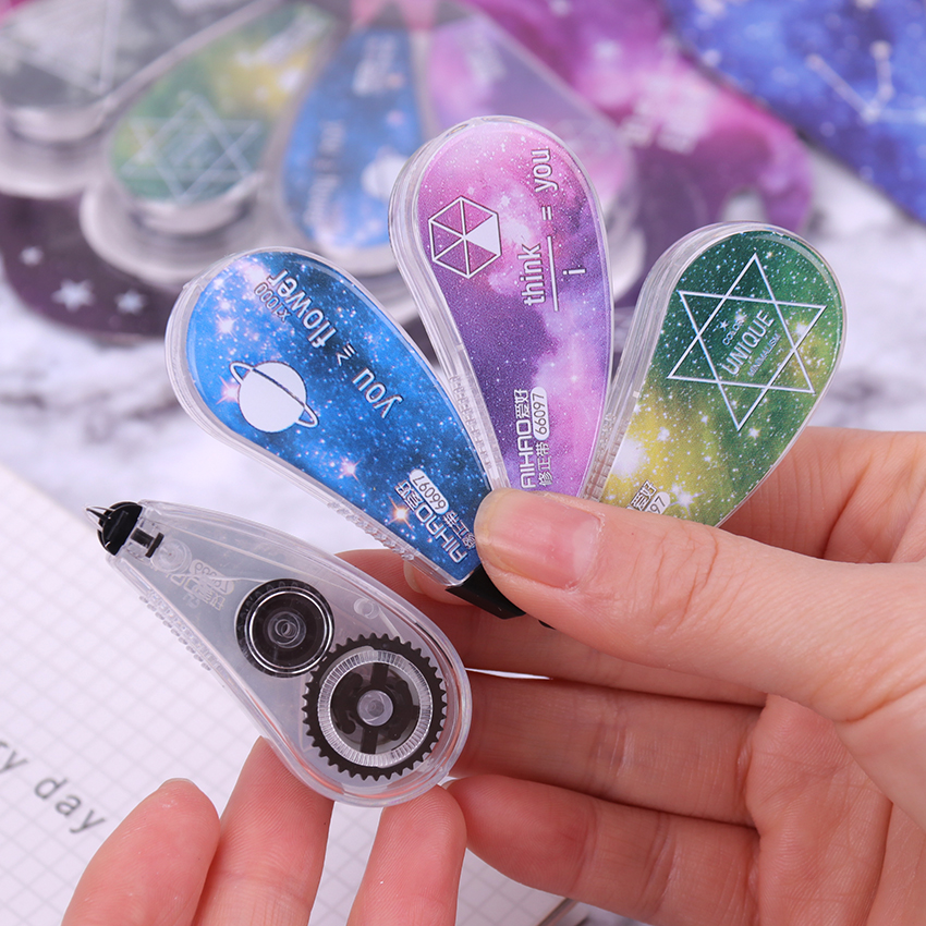4PCS/1Set Kawaii Starry Sky Tipo Correção Corrector Fita Diário Papelaria Material Escolar material de Escritório Escola