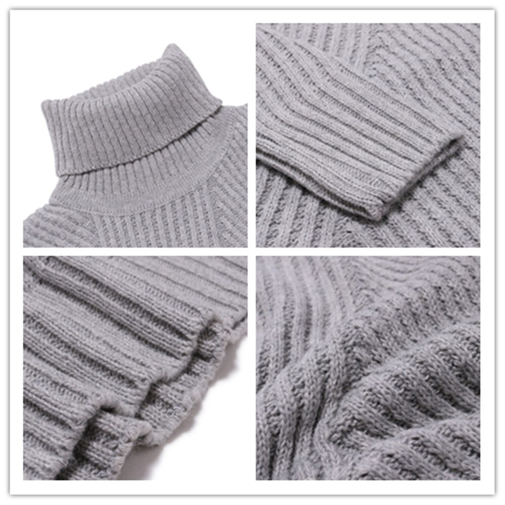 Genser herre høst vinter casual menn ensfarget turtleneck gensere smalsittende hel menn varme gensere