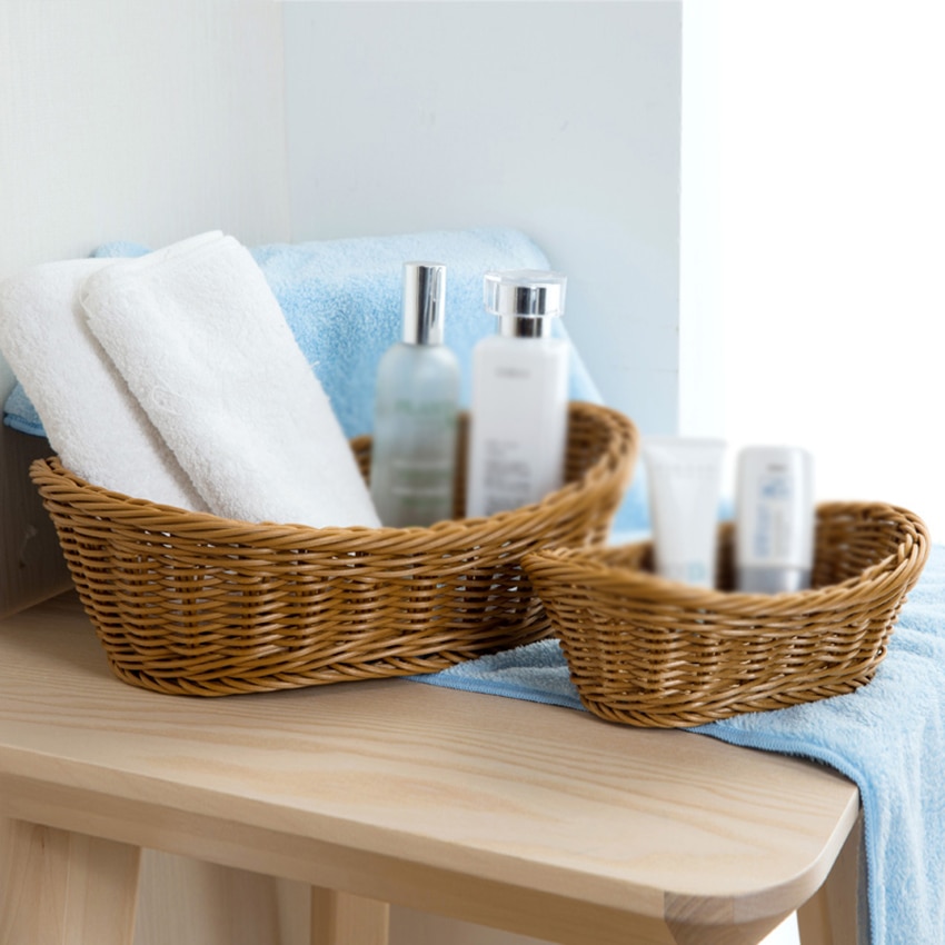 Plastic Wicker Storage Baskets Organizer Container Home and Bathroom Organization Baskets for Cosmetic, Toys, Breads, Tableware