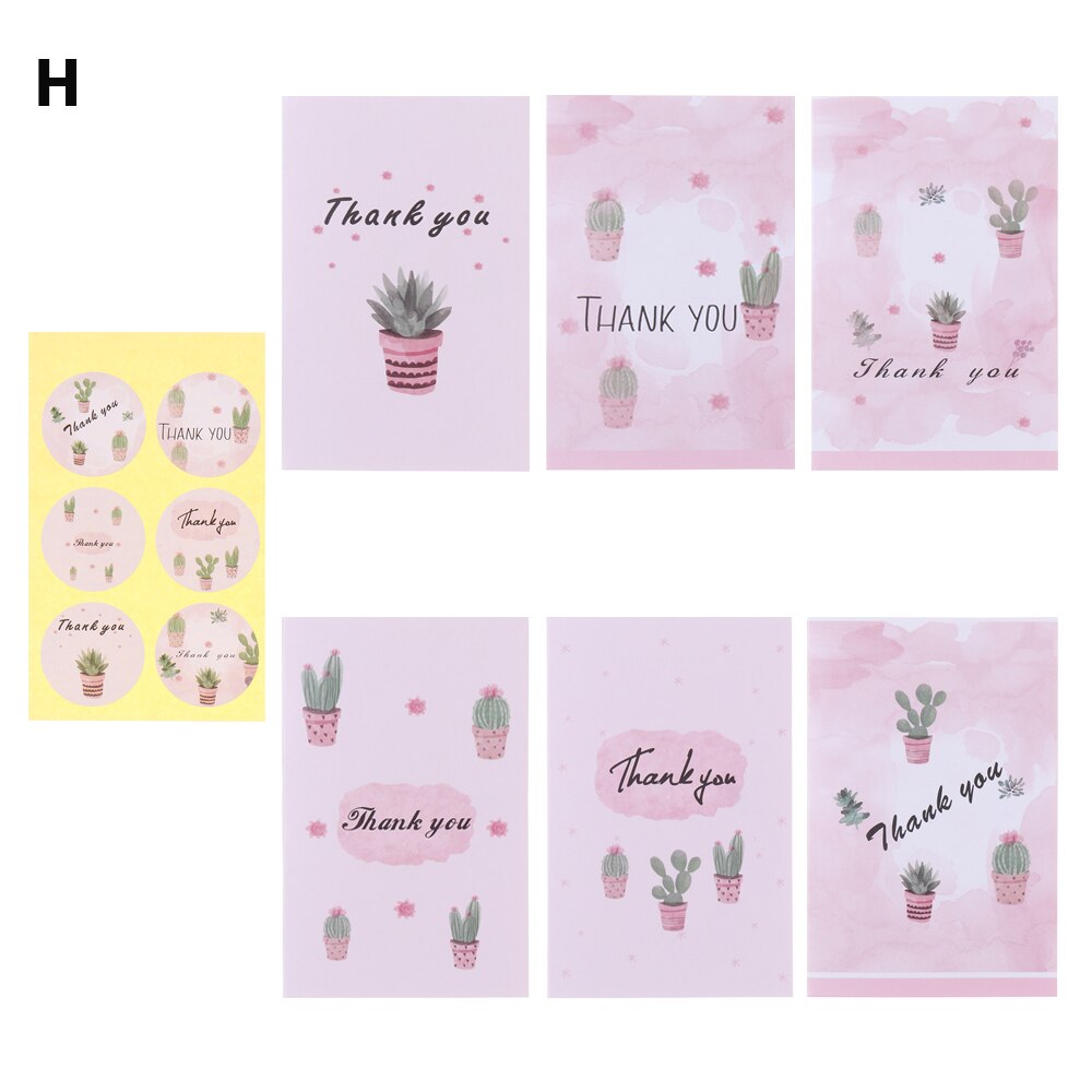 Cartes de remerciement en feuille d'or, lot de 4/6 cartes d'invitation à motifs floraux avec enveloppes, autocollants vierges, cartes postales pliantes: 6Pcs-H