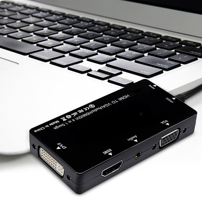 HDMI Splitter 4-In-1 HDMI VGA DVI Display Converter HD Connection for Laptop Computer HDTV Projector