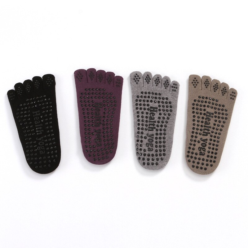 Yogastrumpor rygglösa anti-halk fem tå klibbiga prickar botten fitness gym strumpor dam sport strumpor pilates balett strumpor yoga skor