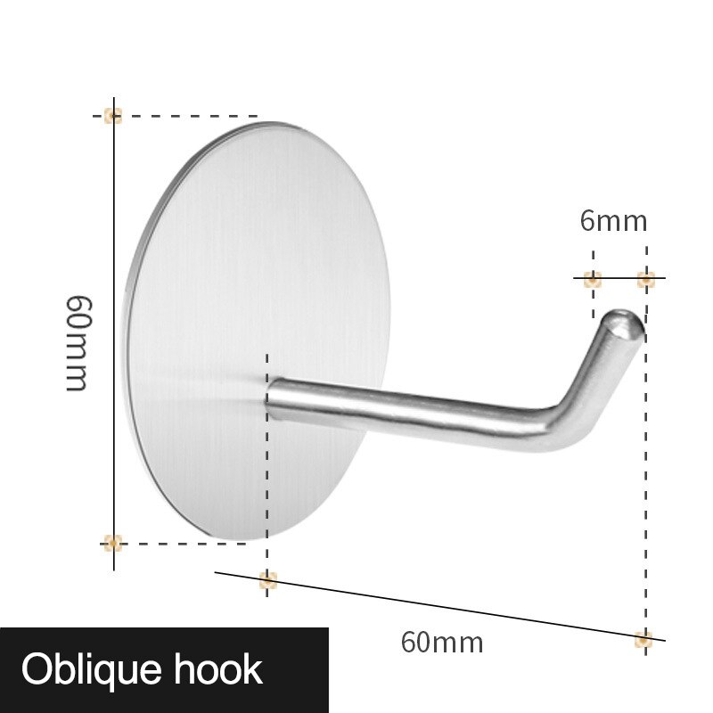 Crochets à suspension de cuisine, 3M, 1 pièce, crochet mural pour serviettes et vêtements, pour accessoires de salle de bains: Oblique hook 6-60