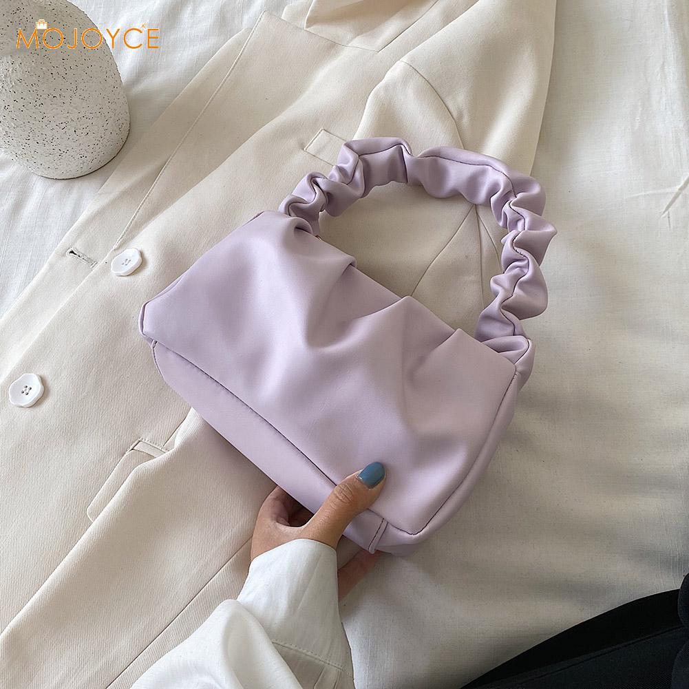 Pleated Ruffle Shoulder Handbags Women Ladies Shoulder Bag Handbags Retro Leather Female Travel Clutch Pouch