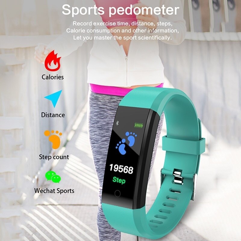 Outdoor Bloeddruk Hartslag Monitoring Stappenteller Fitness Apparatuur Draadloze Sport Horloge Fitness Apparatuur
