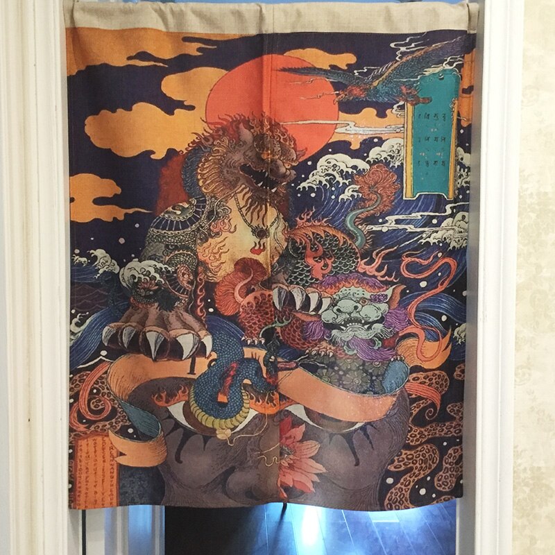 MYRU Japanese Ukiyo-e maid Feng Shui door curtain bedroom half curtain bedroom restaurant door curtain: C