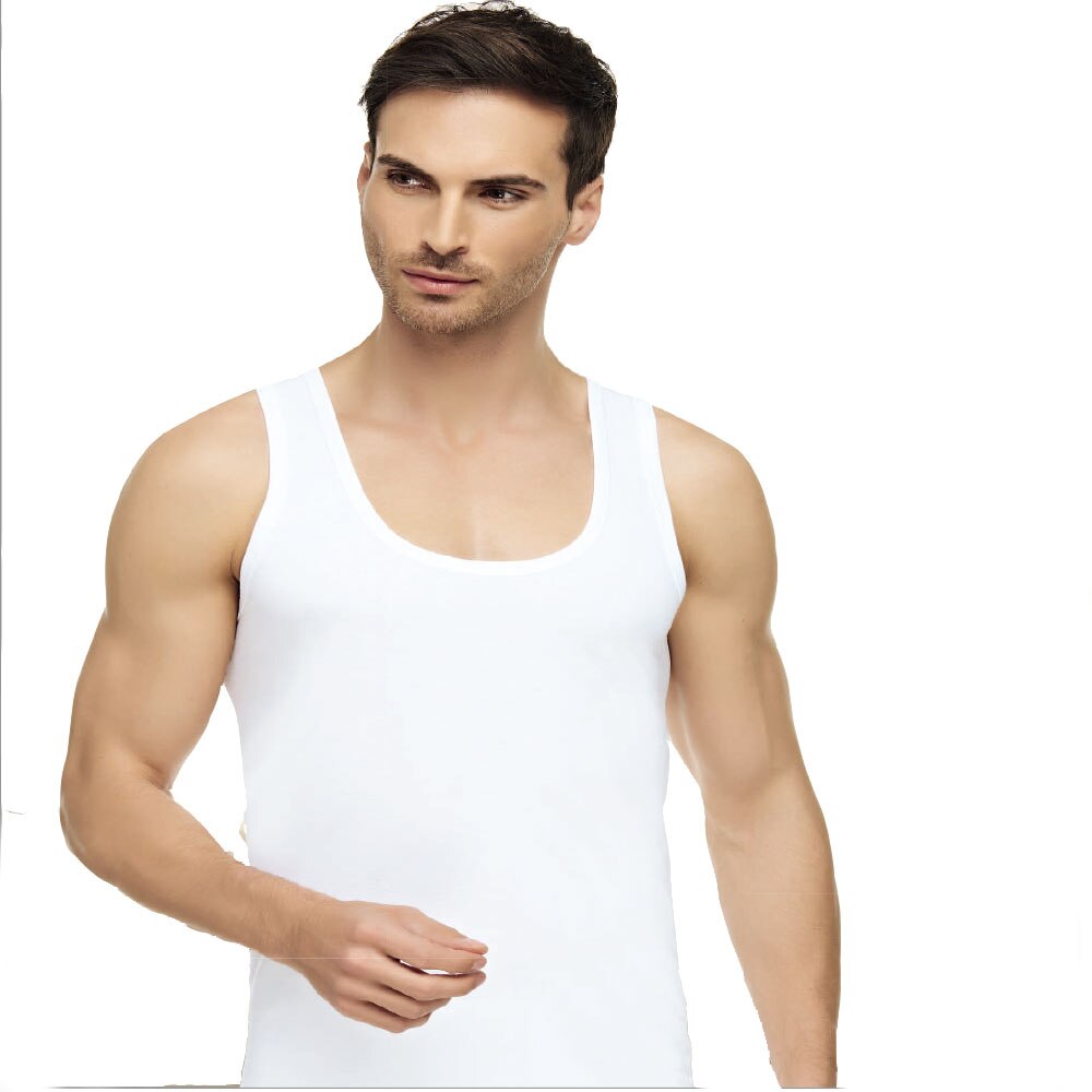 2 køb 1 gratis mænds undertøj hvid coton klassisk stil mandlig tyrkisk produkt tykke stropper u krave kæmmet aktiv