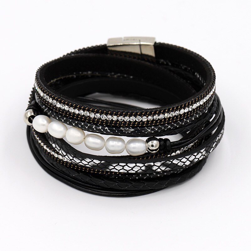 VONNOR frauen Armbänder Boho Schmuck Natürliche Perle mehrschichtig Leder 2 Kreis wickeln Armbinde