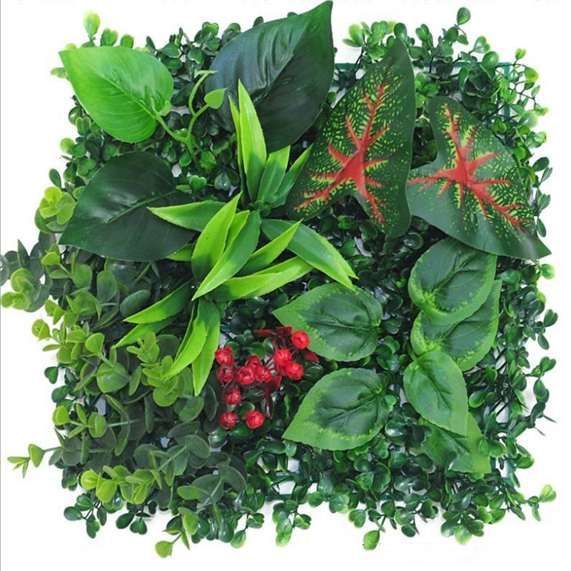 25x25cm Green Artificial Plants Wall Panel Plastic Outdoor Lawns Carpet Decor Home Wedding Backdrop Party Grass Flower Wall: Deep Pink