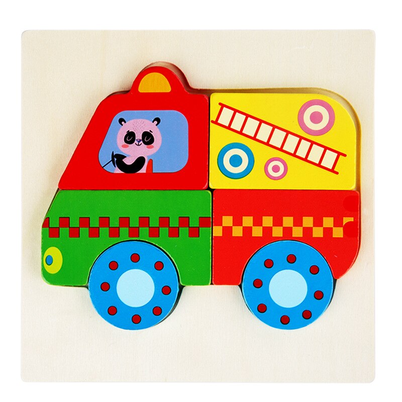 Baby Toys Wooden 3D Puzzle Cartoon Animal Intelligence Kids Early Educational Brain Teaser Children Learning Jigsaw Toys: Truck