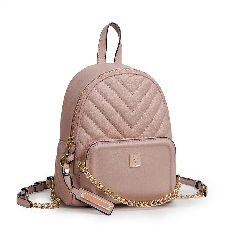 Mochila para mujer y niña, bolso de hombro pequeño para viaje y escuela, mochila de cuero PU: Rosa