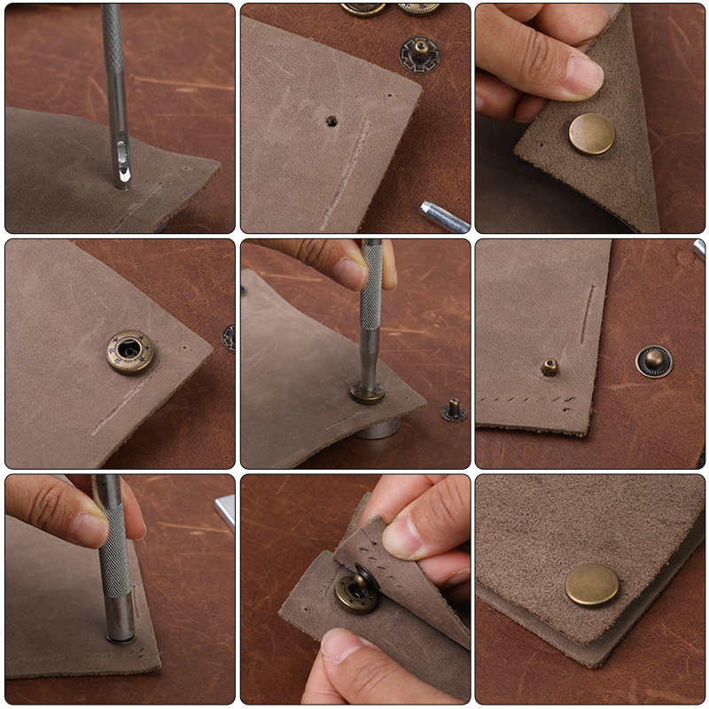 Miusie 40 Set Lederen Snap Fasteners Kit Metalen Drukknopen Naaien Knop Snap Fasteners Voor Leer Craft En Kleding Handgemaakte