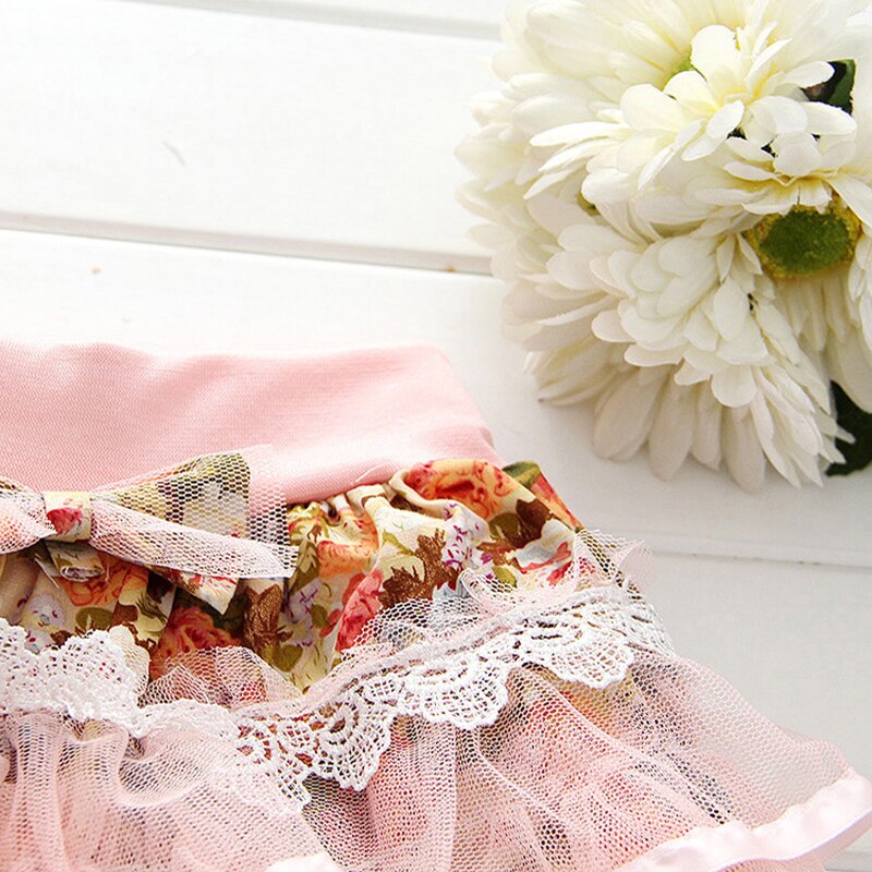 Girls' Printed Mesh Stitching Skirt Summer Style Bow Stretch Pleated Sweet And Cute Princess Children's Floral Skirts WT635