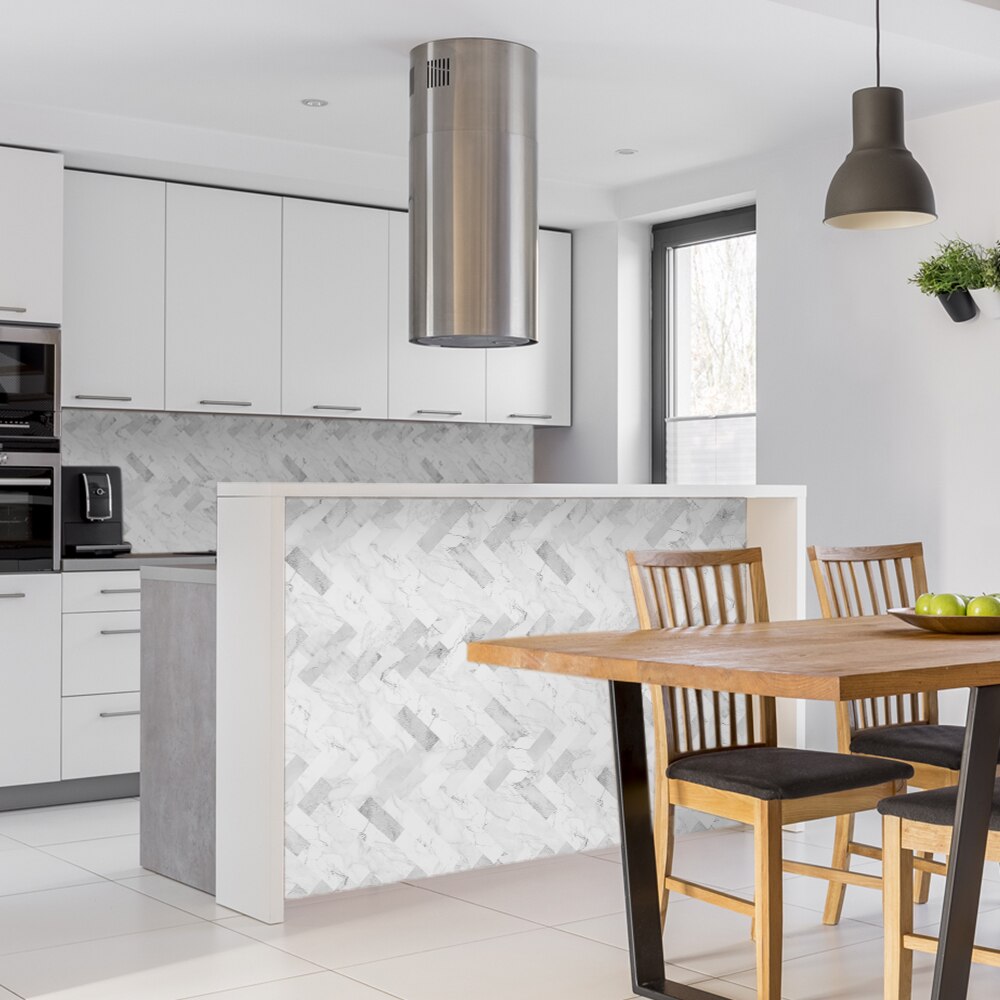 Funlife® amerikansk stil ™ 14 stk simplisme hvid sildeben marmor vandtæt fliser klistermærke til gulvmøbler badeværelse indretning