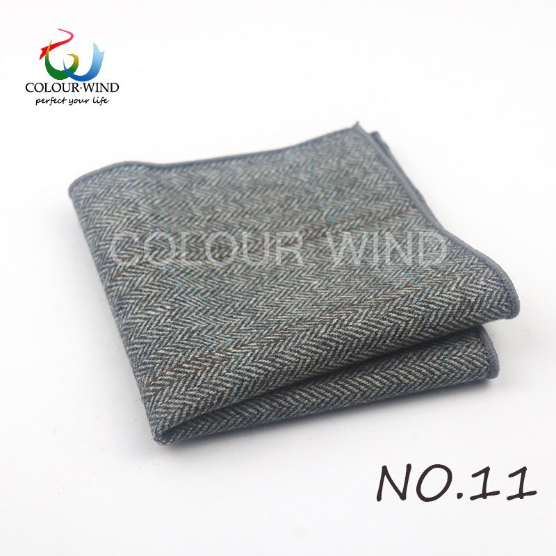 Classic Style Men's Handkerchief Scarves Vintage Wool Hankies Men's Pocket Square Striped Solid Cotton 24*24CM: 11