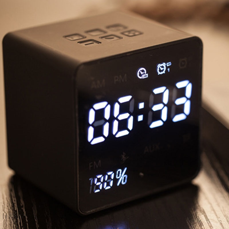 LED Screen Alarm Clock Radio Power Display Digital Clock Bluetooth Speakers @M23