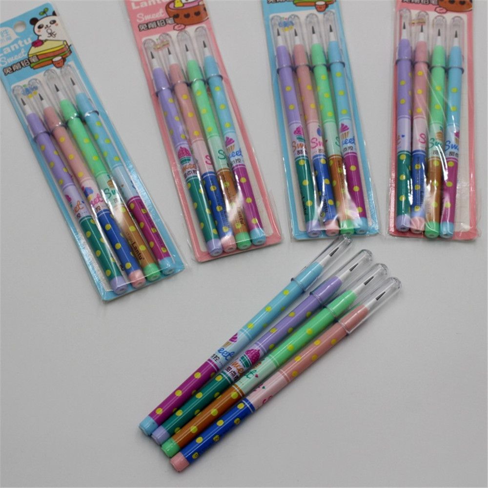 4pcs/set Colorful Non-sharpening Pencils Cute Stationery Pencil Plastic Pencil Student School Stationery material escolar: A